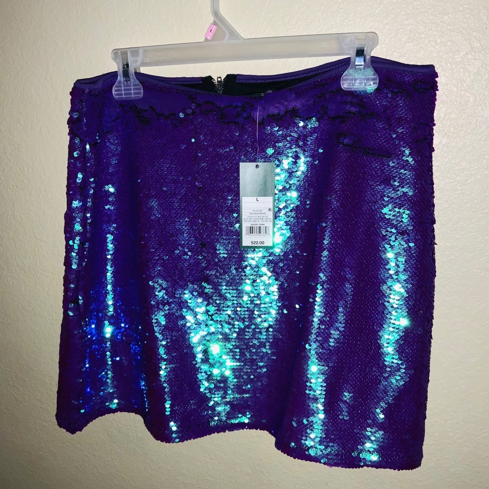 Purple and blue sequin skirt